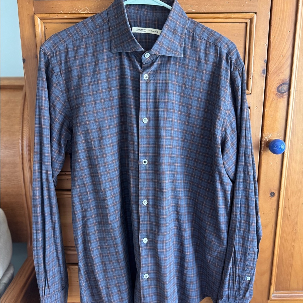 Maurizio Baldassari button up plaid shirt / Mens size Large / MADE IN ITALY